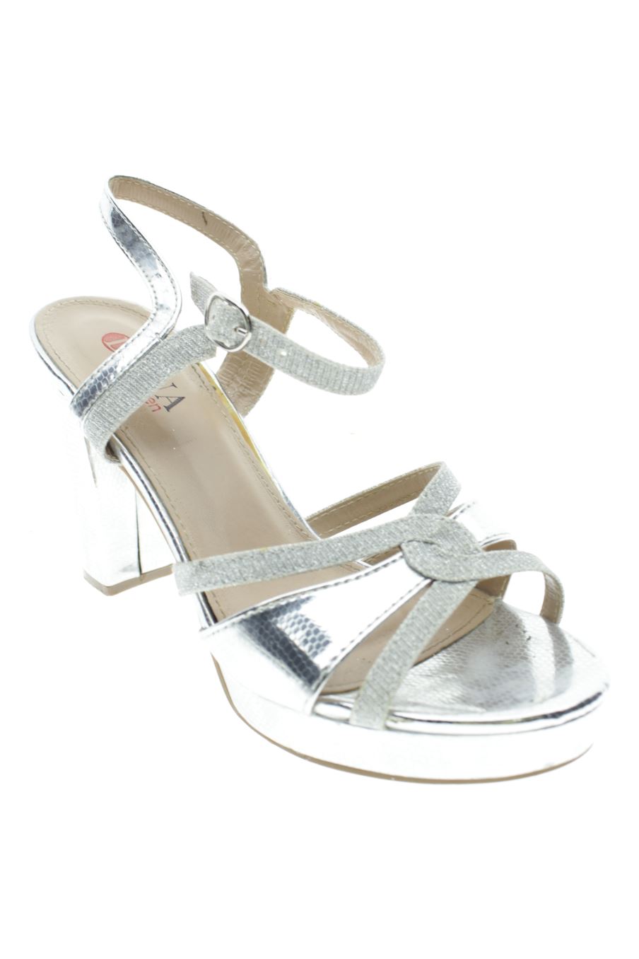 Sandalias tacon de Ana Shoes de la talla 37, de color plateado de