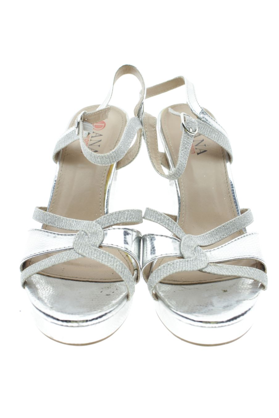 Sandalias tacon de Ana Shoes de la talla 37, de color plateado de