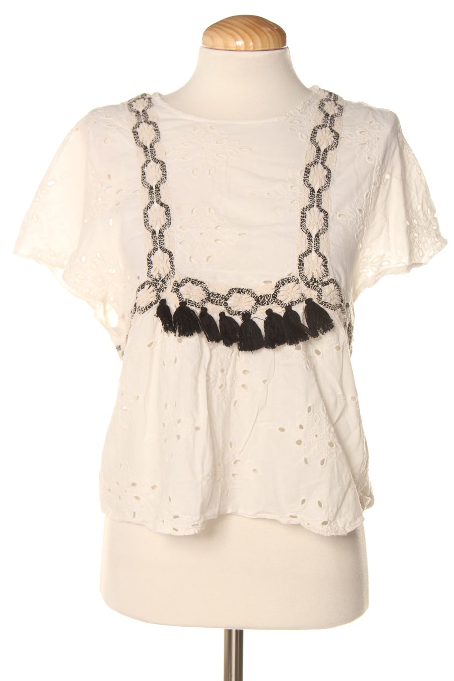 Blouse à manches courtes trf (ZARA) de la taille S, de couleur blanc