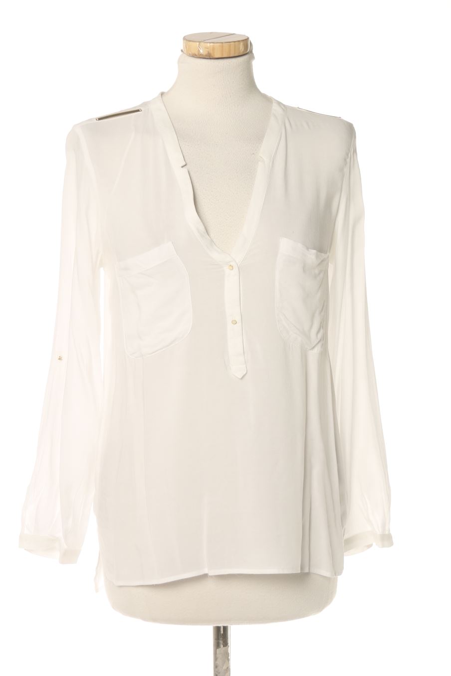 Blusa de manga larga de Zara de la talla XS, de color blanco