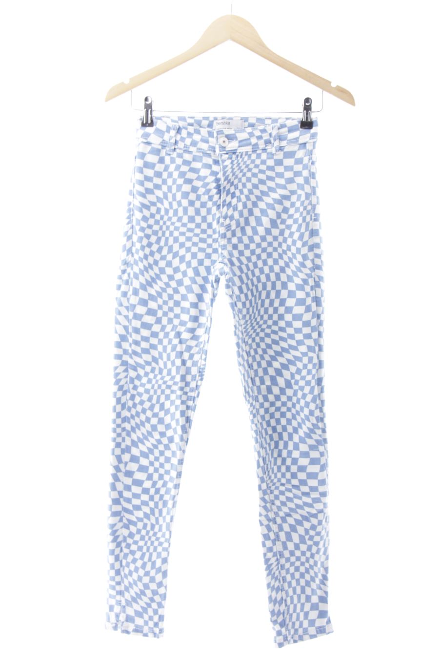 Jeans von Bershka Größe 34, Farbe Kariert, aus Jeanskleidung für