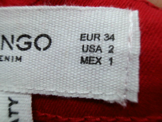 Vaquero de Mango de la talla 34, de color rojo de ropa vaquera
