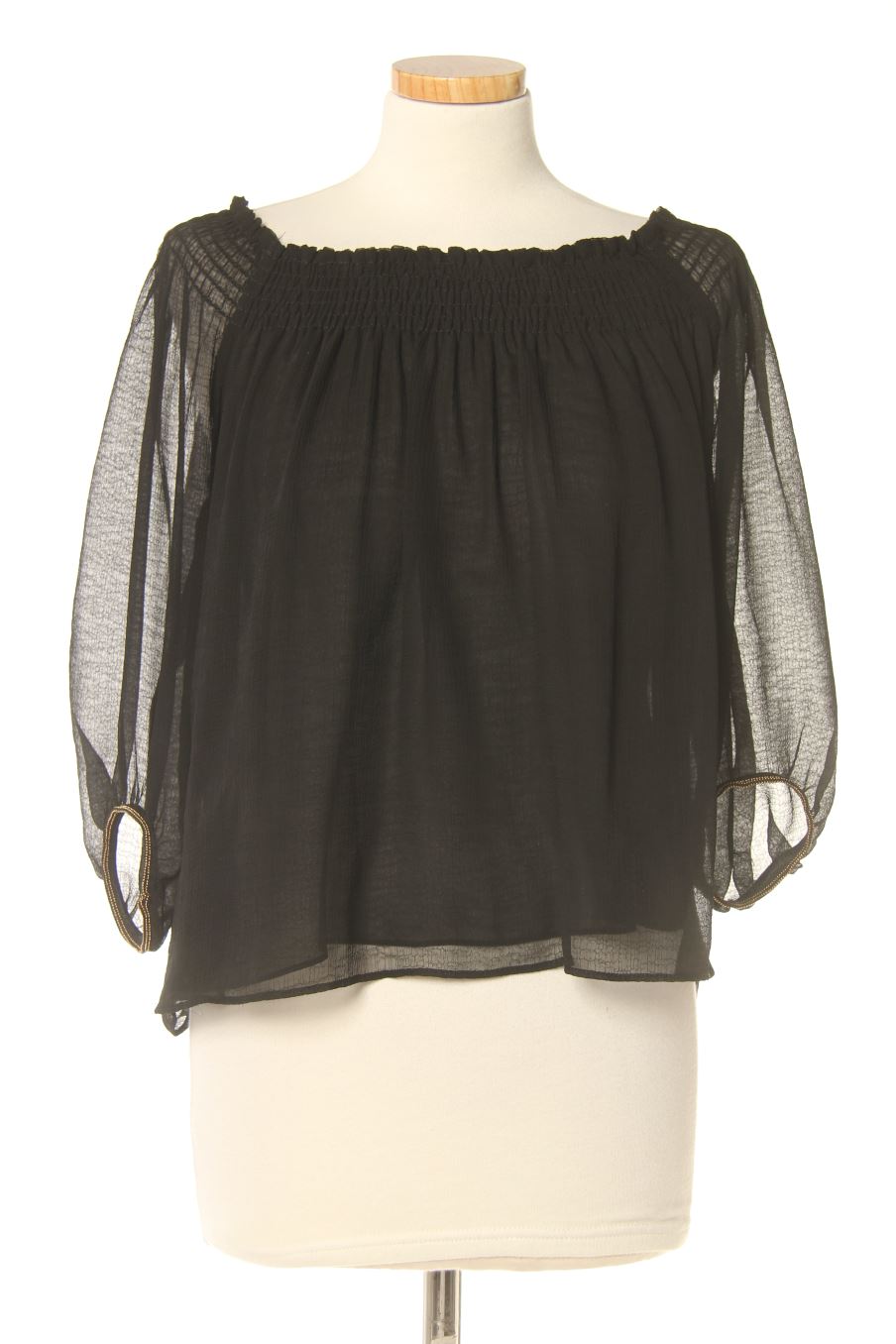 Blusa de manga larga de Zara de la talla XS, de color negro