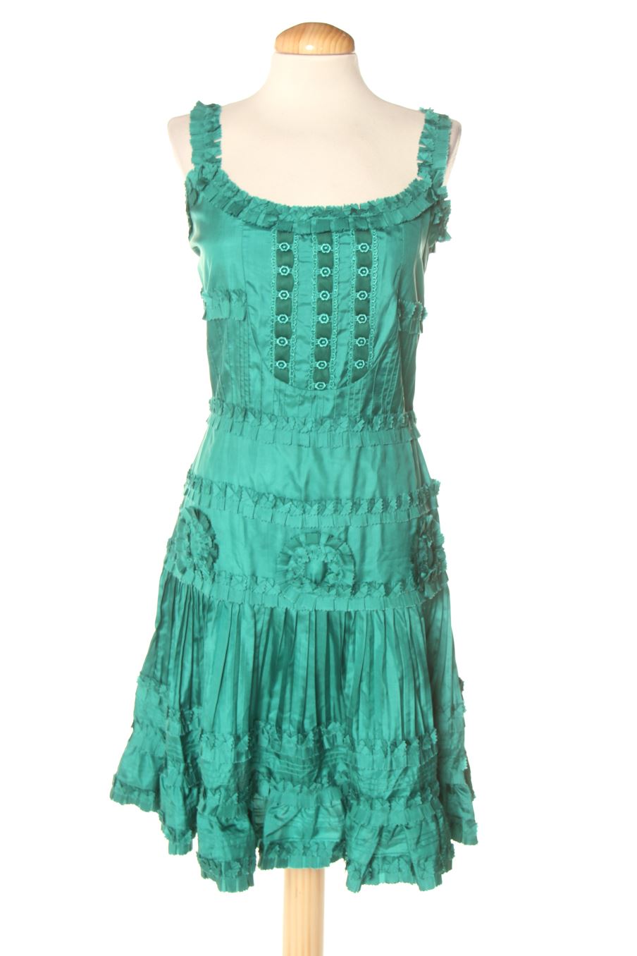 Vestido elegante de Blumarine de la talla 40, de color verde de seda