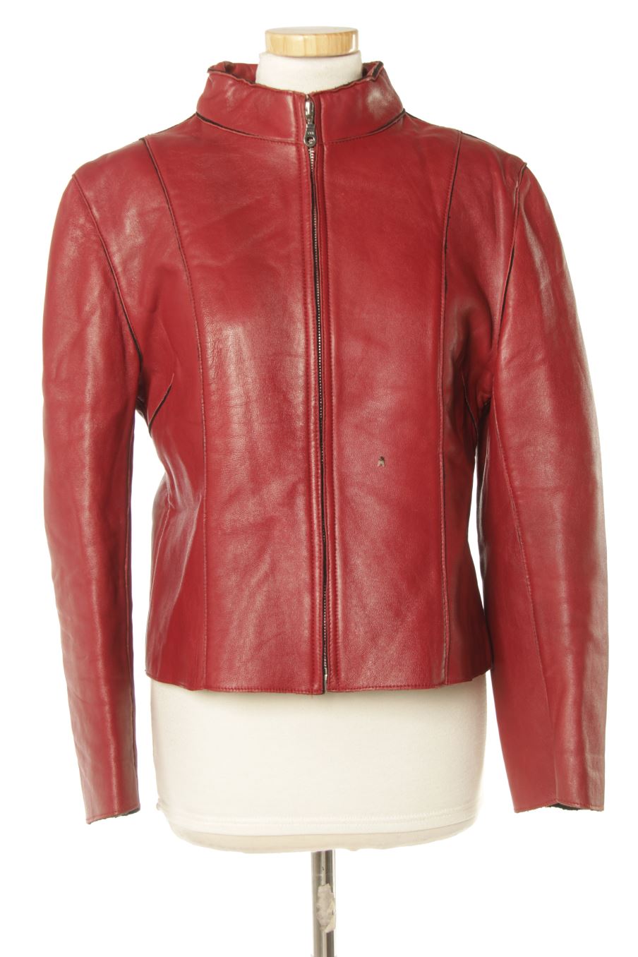 Blouson Tintoretto de la taille 42, de couleur rouge de cuir et daim