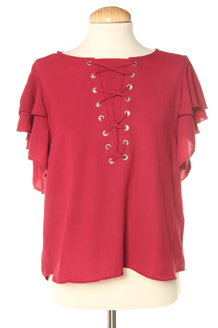 Blouse à manches courtes Stradivarius de la taille L, de couleur pourpre