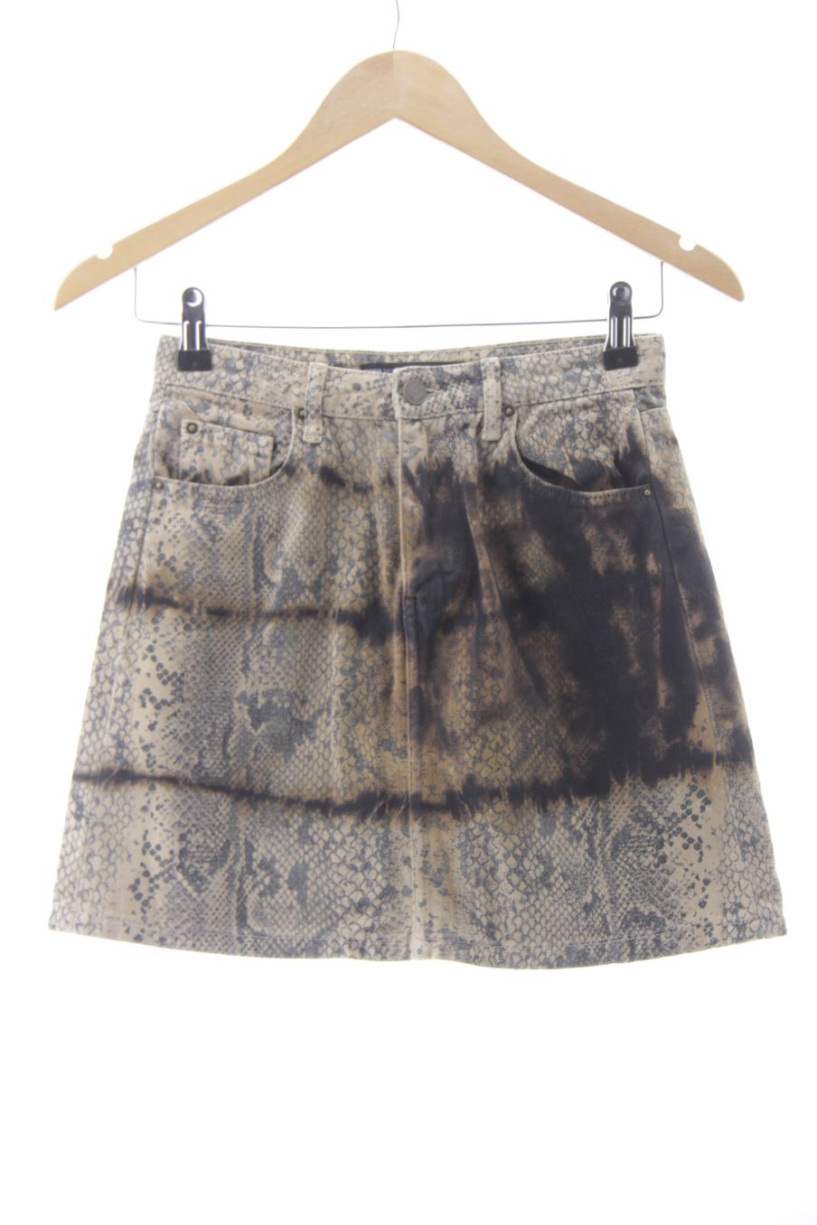 Jupe Stradivarius de la taille 34, de couleur animal print de denim