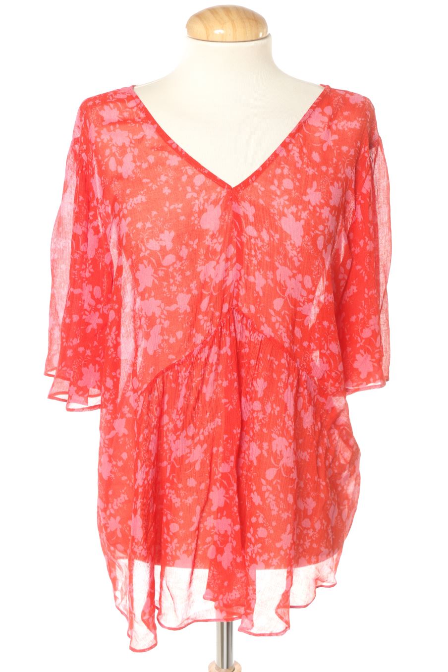 Blusa de manga corta de Caroll de la talla 42, de color rojo de seda