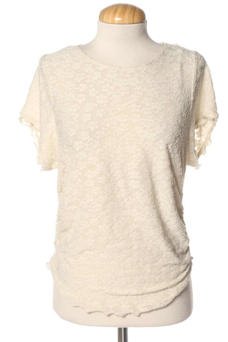 Blouse à manches courtes Free People de la taille L, de couleur beige