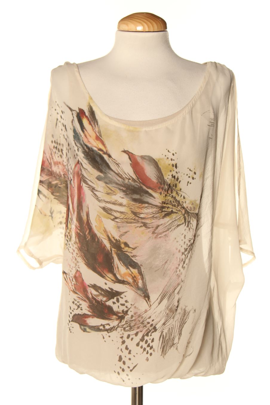 Blusa de manga corta de Bershka de la talla S, de color beige