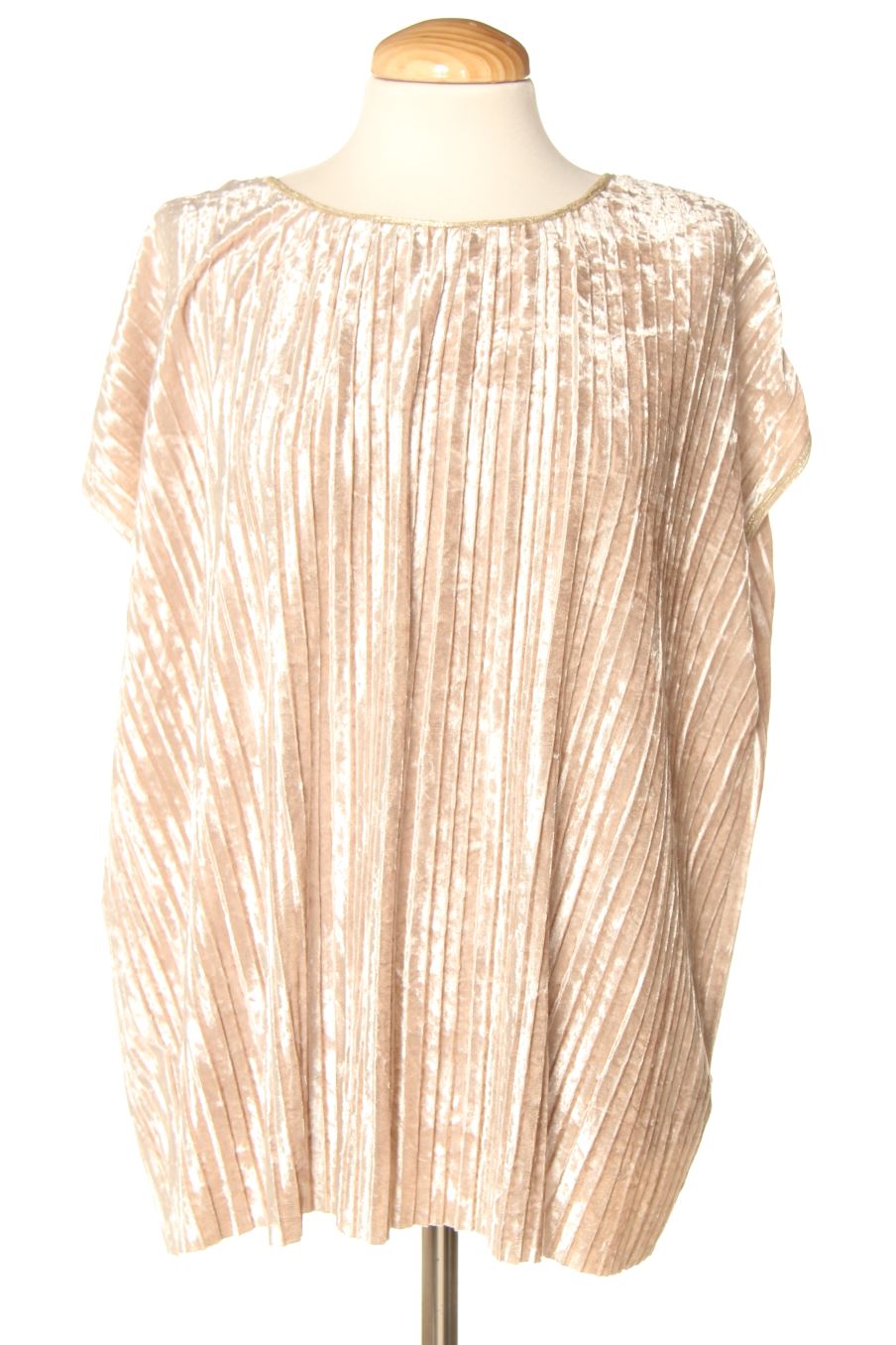 Blouse à manches courtes Culture de la taille M, de couleur beige de velours
