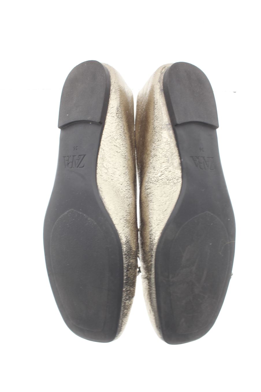 Chaussures plates de Zara de la taille 36, de couleur argenté de