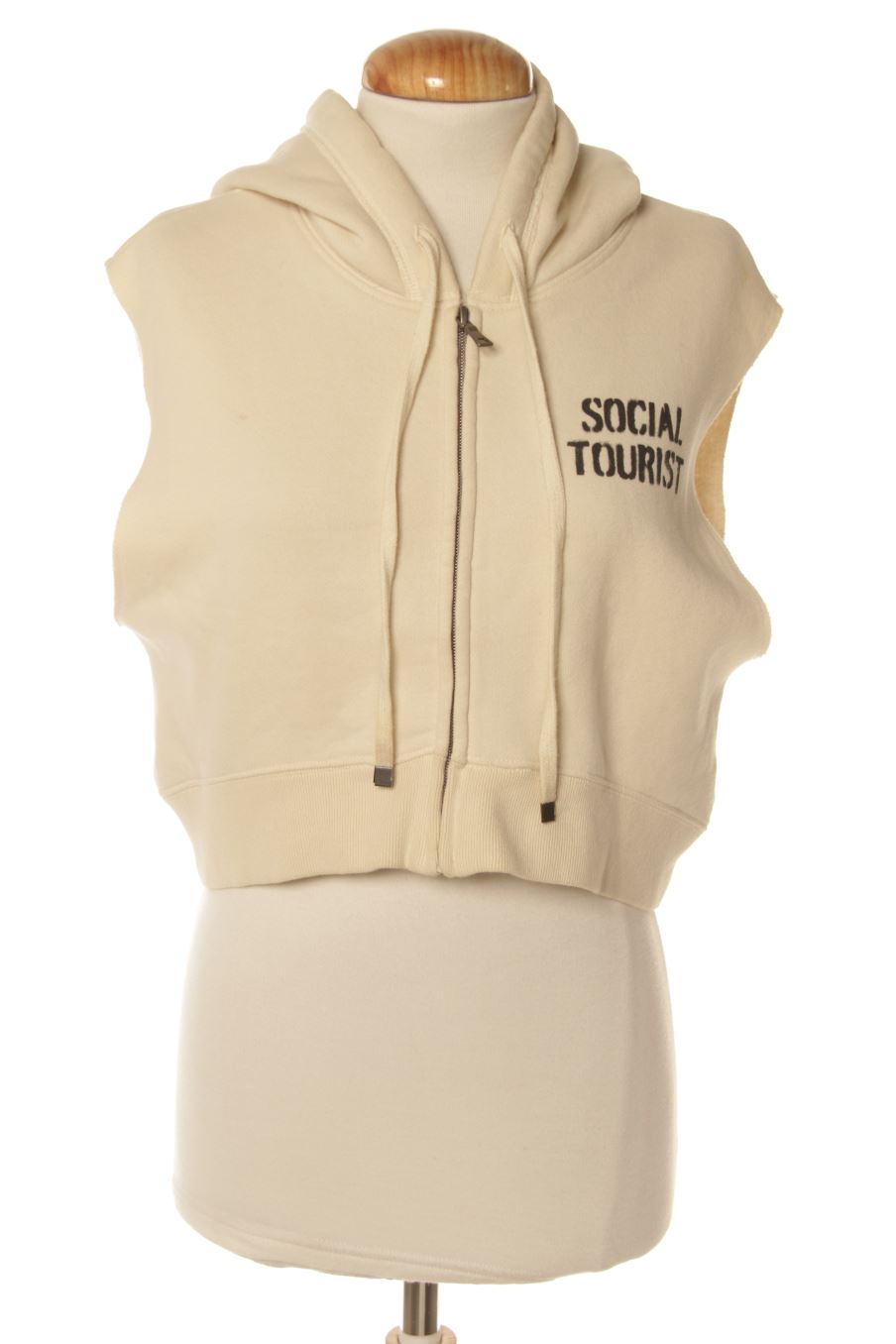 Chaleco de tela de Social Tourist de la talla XS, de color beige