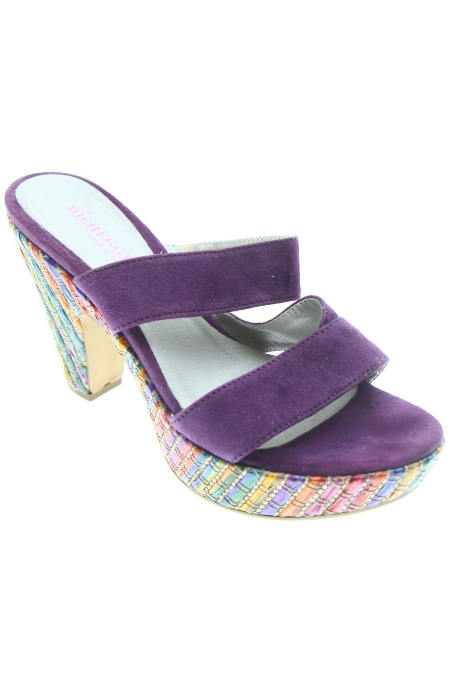 Sandales à talons de Micheggio de la taille 36, de couleur pourpre de