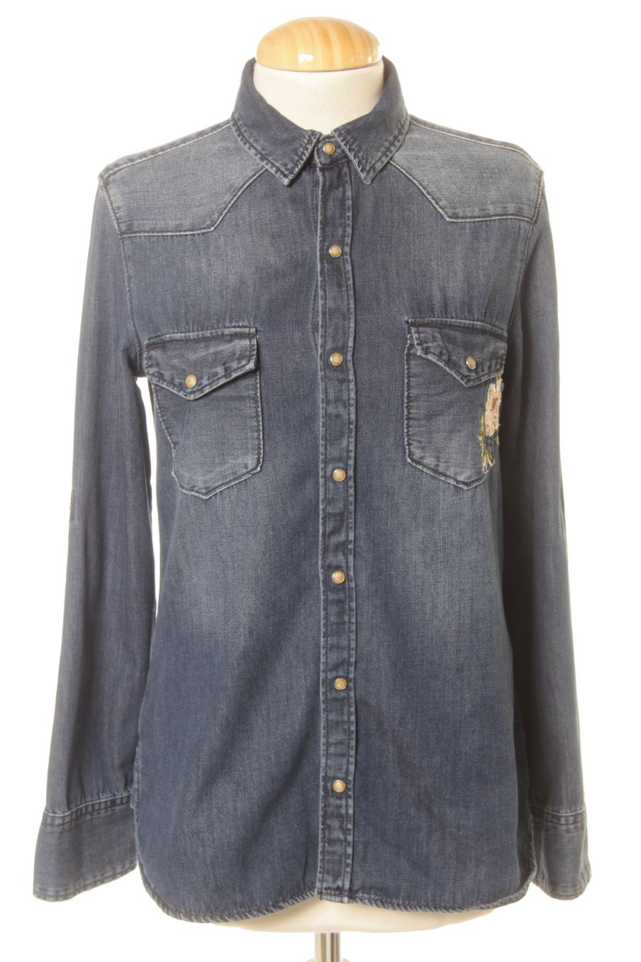 Chemise Zara de la taille S, de couleur bleu de denim