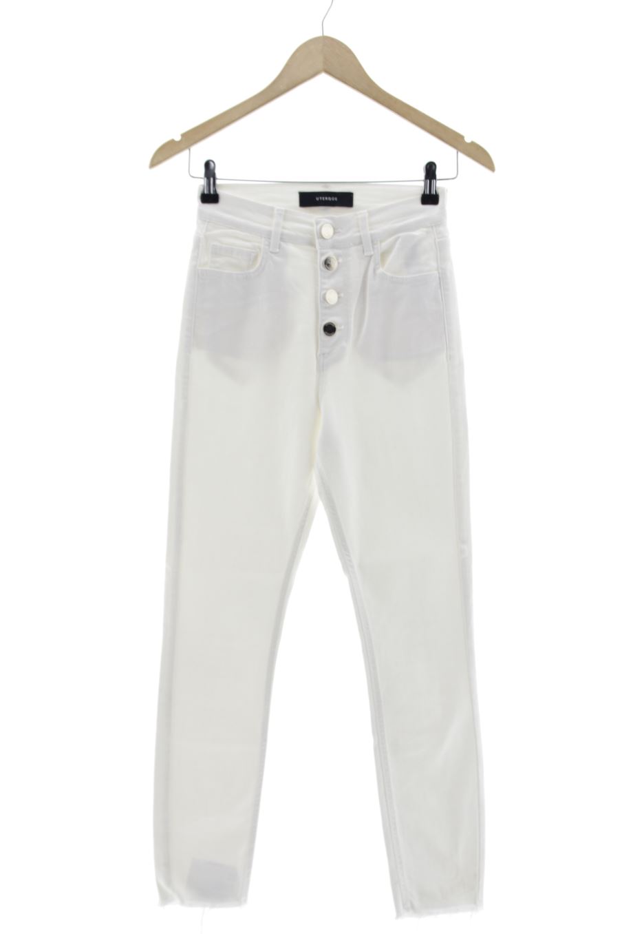 Vaquero de Uterqüe de la talla 38, de color blanco de ropa vaquera