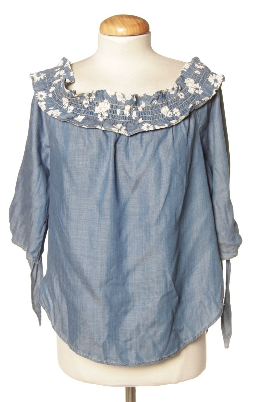 Blusa de manga corta de salsa de la talla S, de color azul