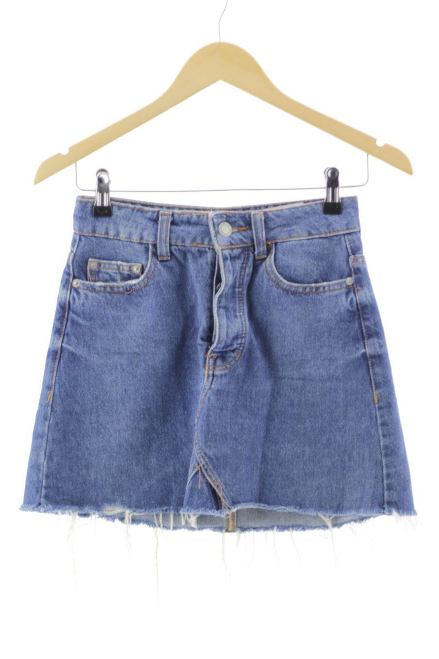 Falda de Bershka de la talla 34, de color azul de ropa vaquera
