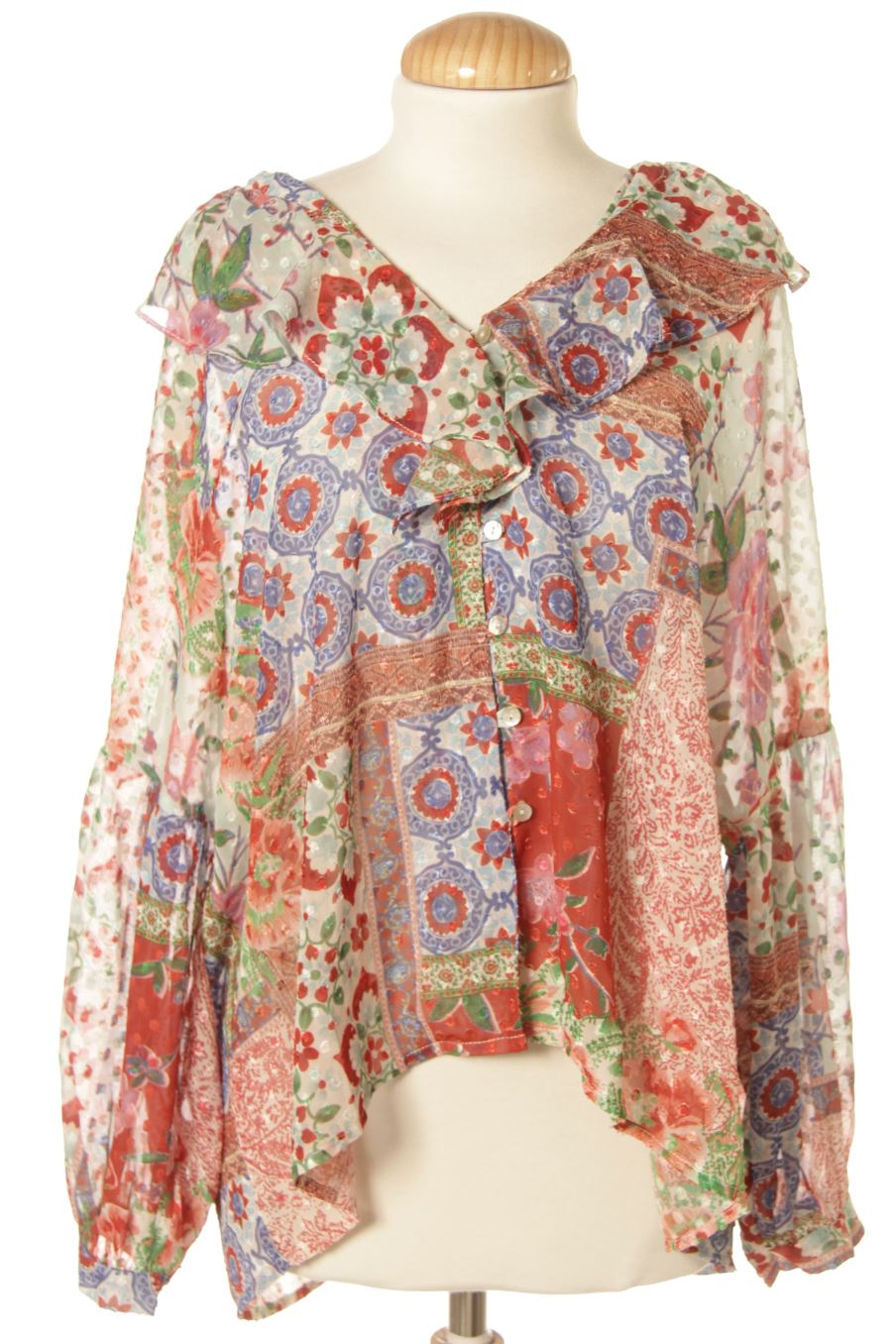Langärmelige Bluse von Zara Größe M, Farbe Aufdruck, für
