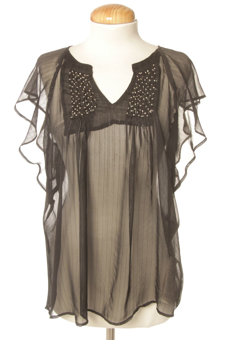Blouse à manches courtes Cortefiel de la taille L, de couleur noir