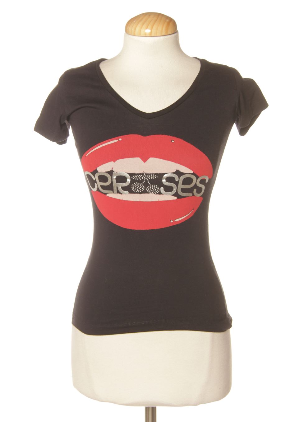 T-shirt Le temps des cerises de la taille XS, de couleur noir
