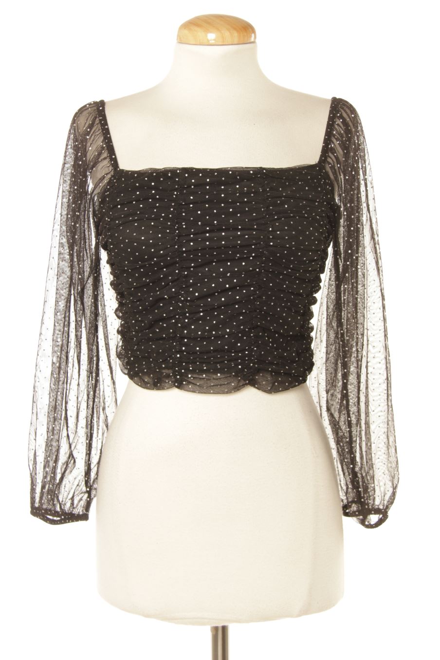 Blouse à manches courtes Bershka de la taille XS, de couleur noir