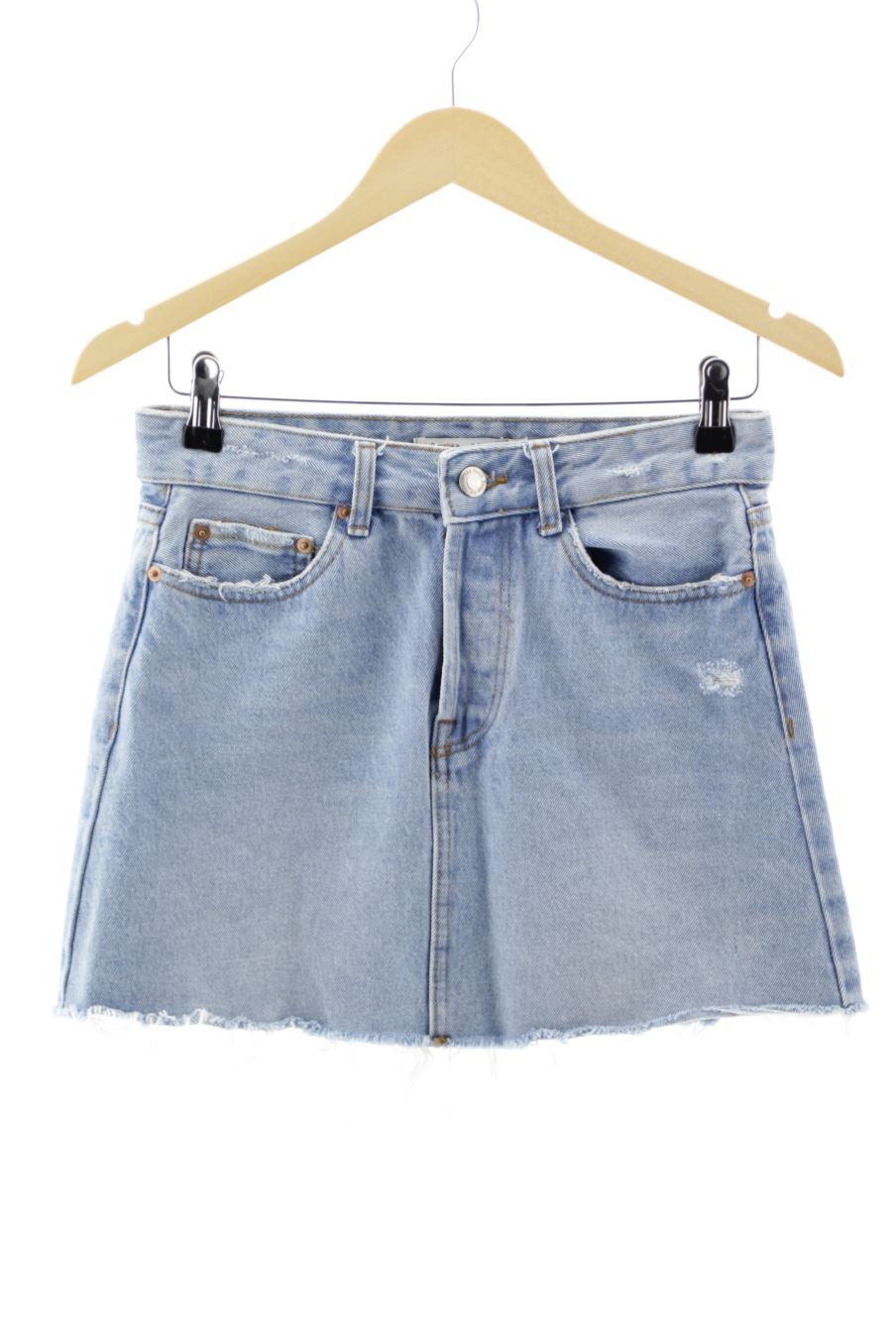 Aufwändiger Rock von Bershka Größe 34, Farbe Blau, aus Jeanskleidung für