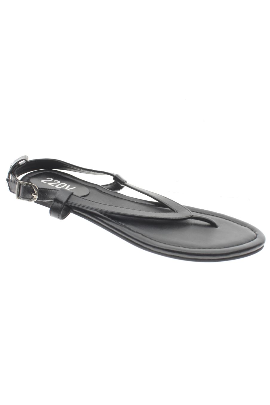 Sandalias planas de 220V de la talla 41, de color negro de