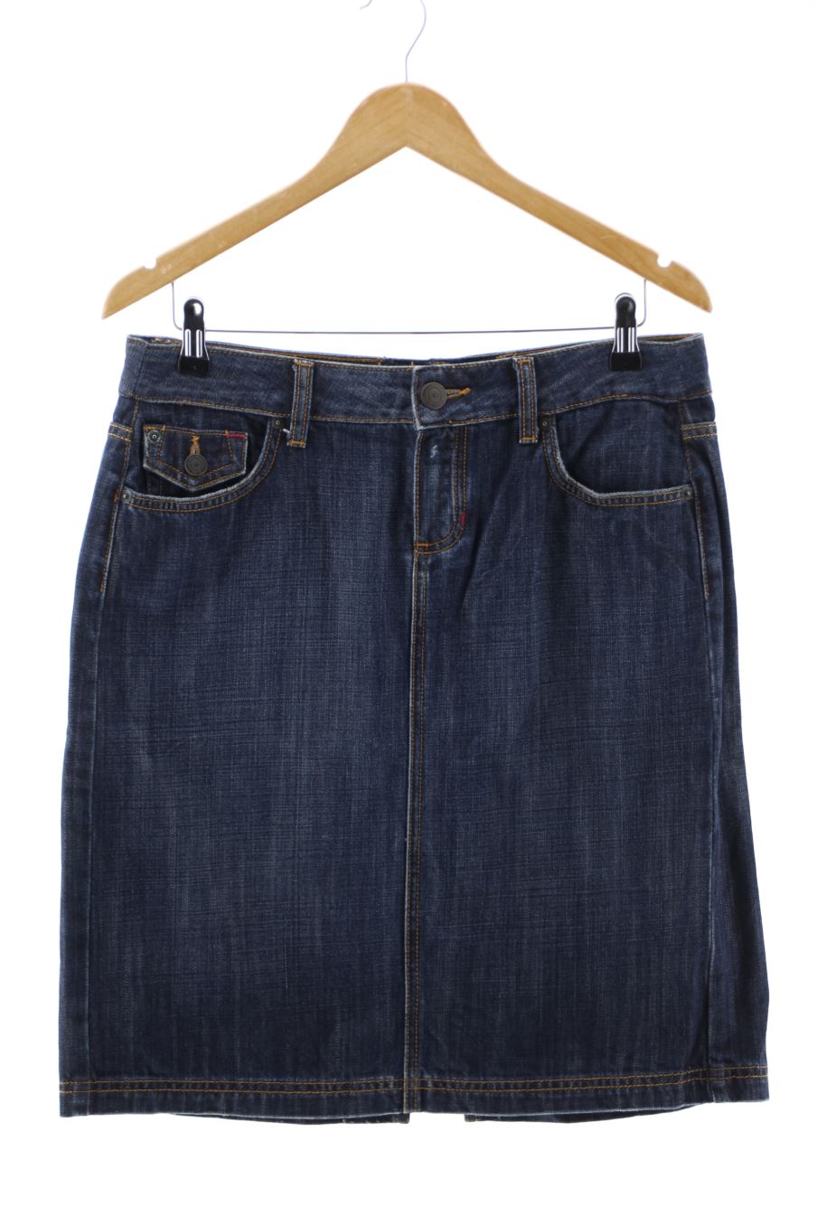 Falda de Massimo Dutti de la talla 42, de color azul de ropa vaquera