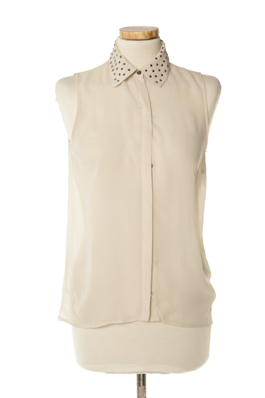 Camisa sin mangas de Zara de la talla XS, de color beige