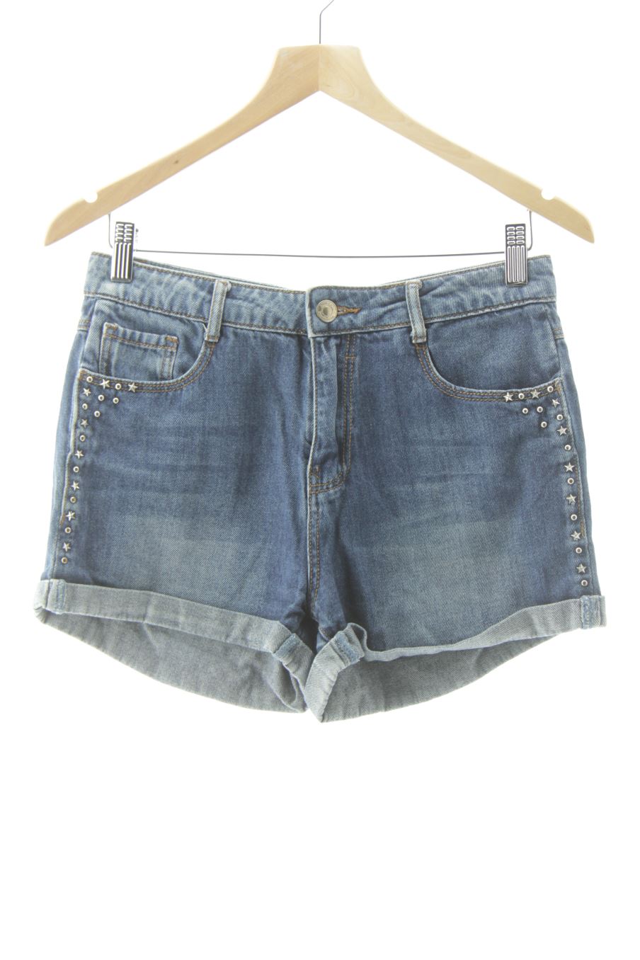 Shorts Stradivarius de la taille 38, de couleur bleu de denim