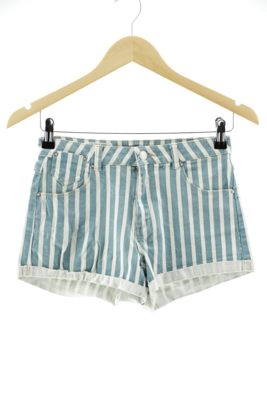 Shorts Pull & Bear de la taille 36, de couleur rayures de denim