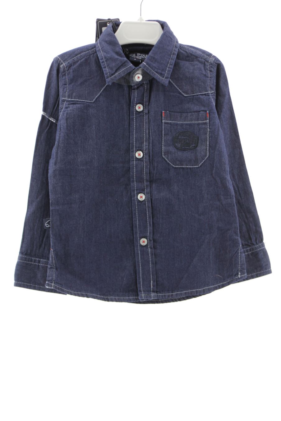 Chemise manches longues NORTH POLE de la taille 3 ans de denim avec une étiquette