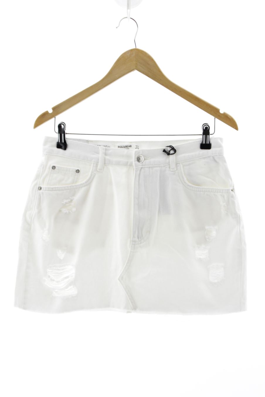 Jupe Pull & Bear de la taille L, de couleur blanc de denim