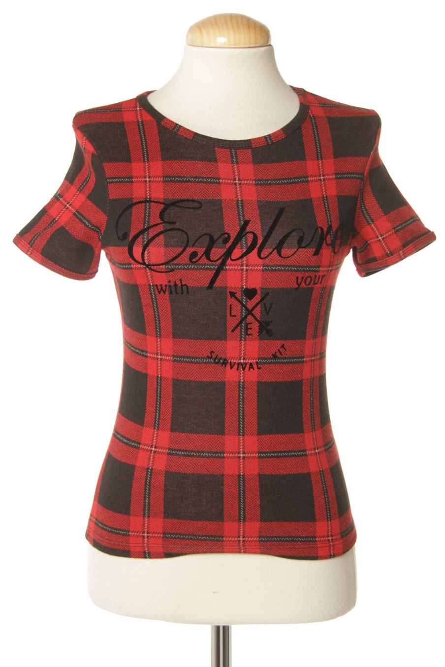 T-shirt Bershka de la taille S, de couleur carreaux
