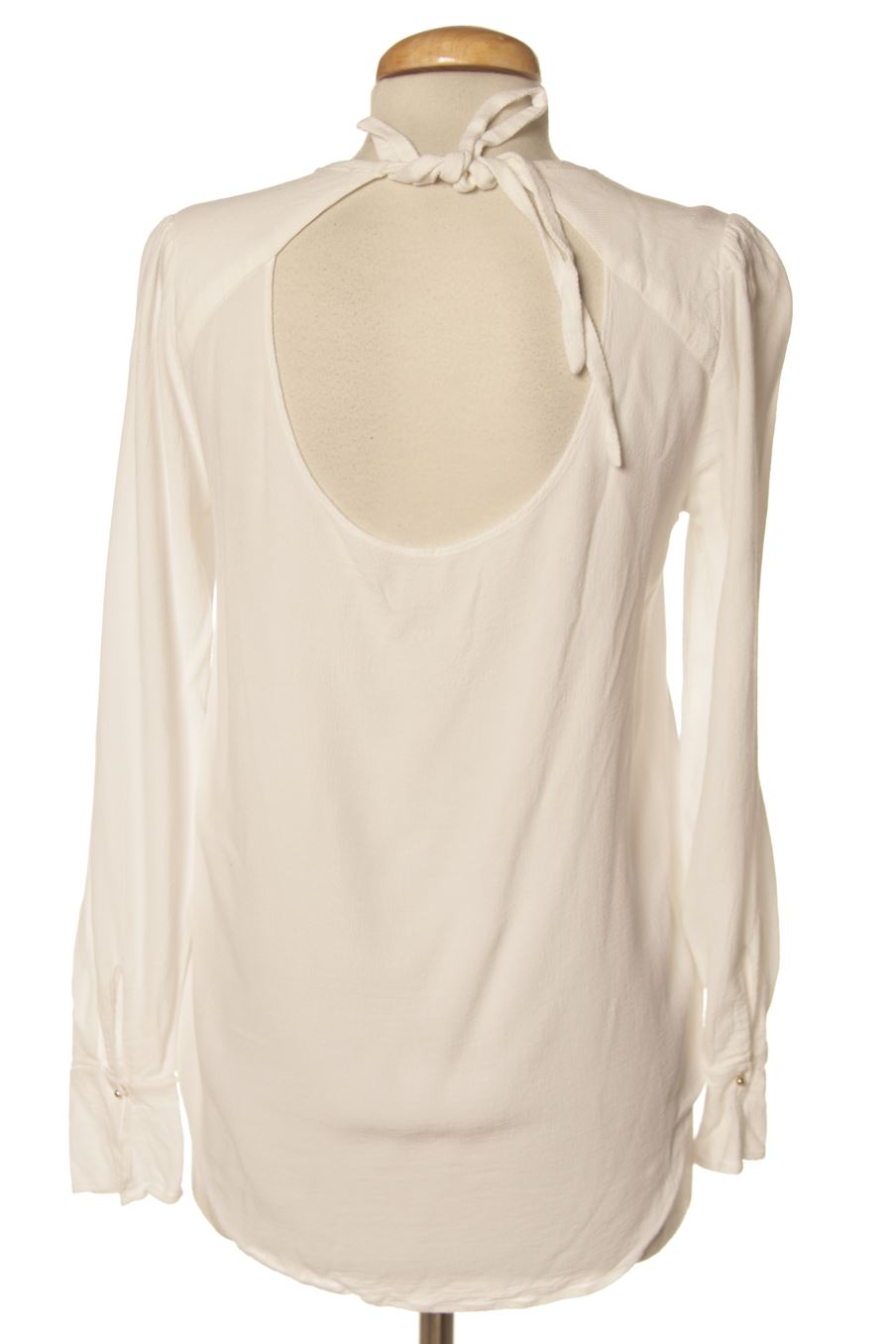 Blusa de manga larga de Zara de la talla XXS, de color blanco