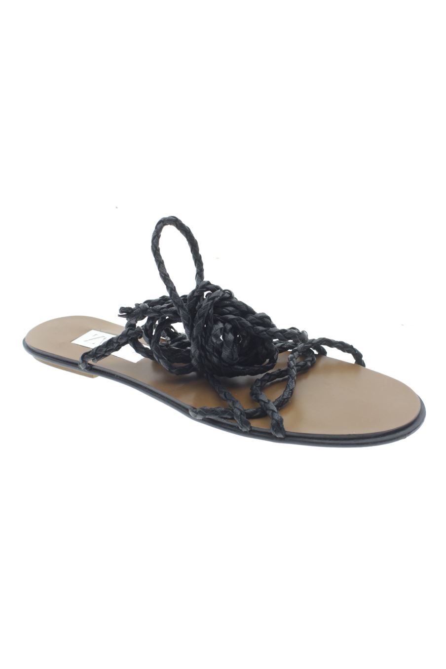 Flache Sandalen von Zara in der Grösse 36, in der Farbe schwarz aus