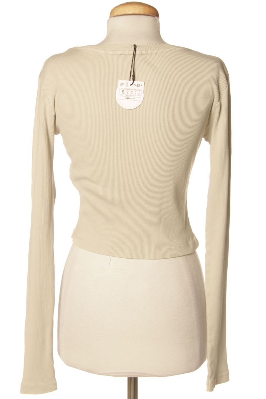 T-shirt à manches longues Stradivarius de la taille S, de couleur beige
