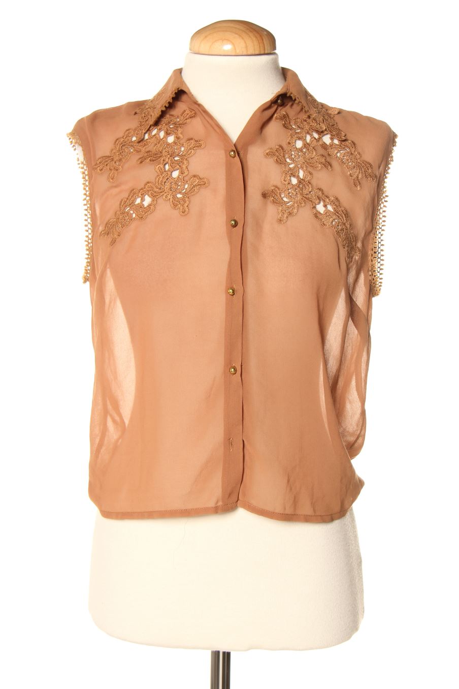 Chemise sans manches Topshop de la taille 36, de couleur marron
