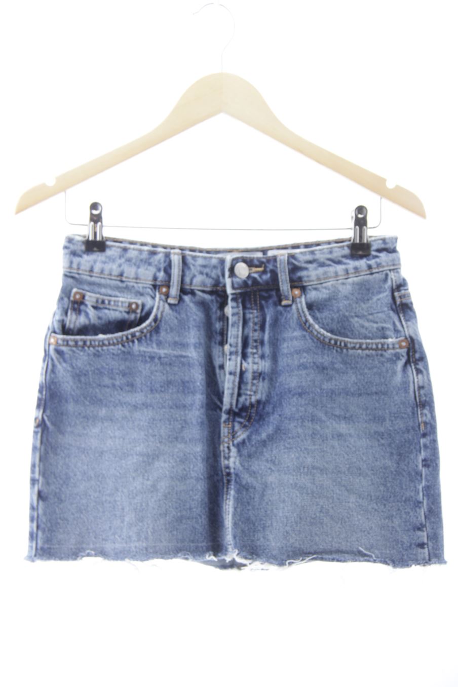 Falda de Zara de la talla S, de color azul de ropa vaquera