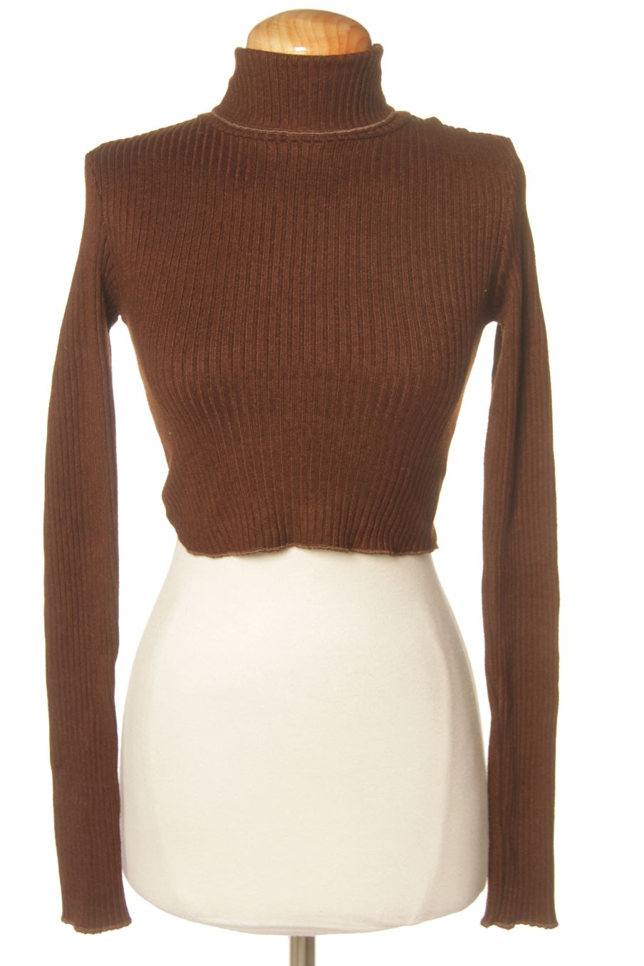 Camiseta manga larga de Bershka de la talla XS, de color marrón