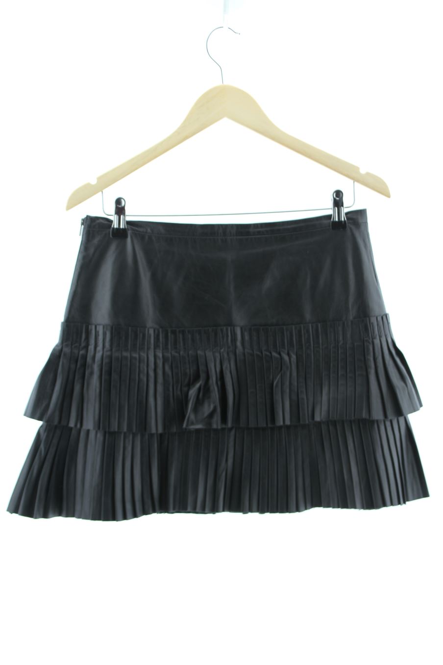 Aufwändiger Rock von BCBGMAXAZRIA Größe 38, Farbe Schwarz, aus Leder für