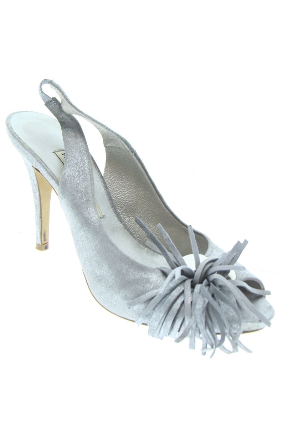 Sandalias tacon de Pedro Miralles de la talla 39, de color argentato