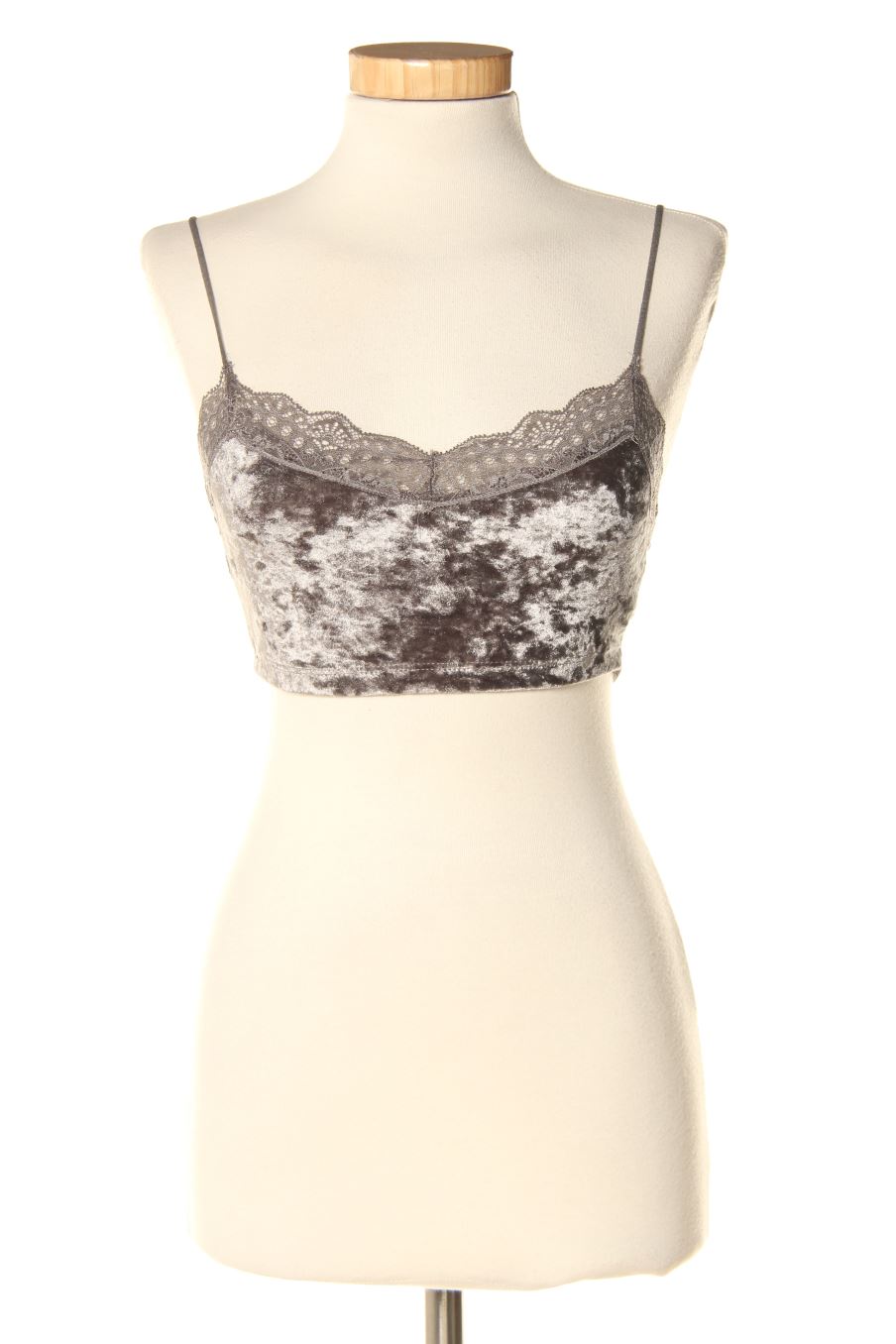 Top de Stradivarius de la talla S, de color gris de terciopelo
