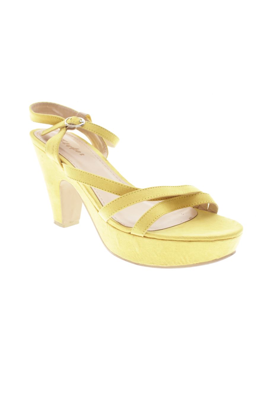 Sandalias tacon de Flyfor de la talla 40, de color amarillo de