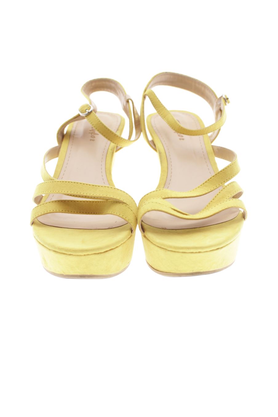 Sandalias tacon de Flyfor de la talla 40, de color amarillo de