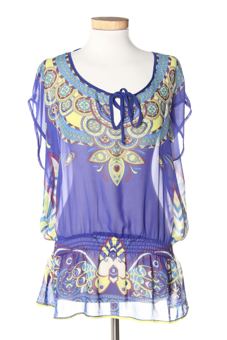 Blouse à manches courtes OCTOBER de la taille L, de couleur bleu