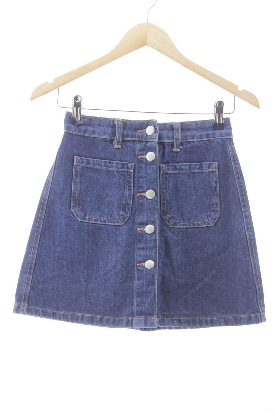 Jupe Bershka de la taille 32, de couleur bleu marine de denim