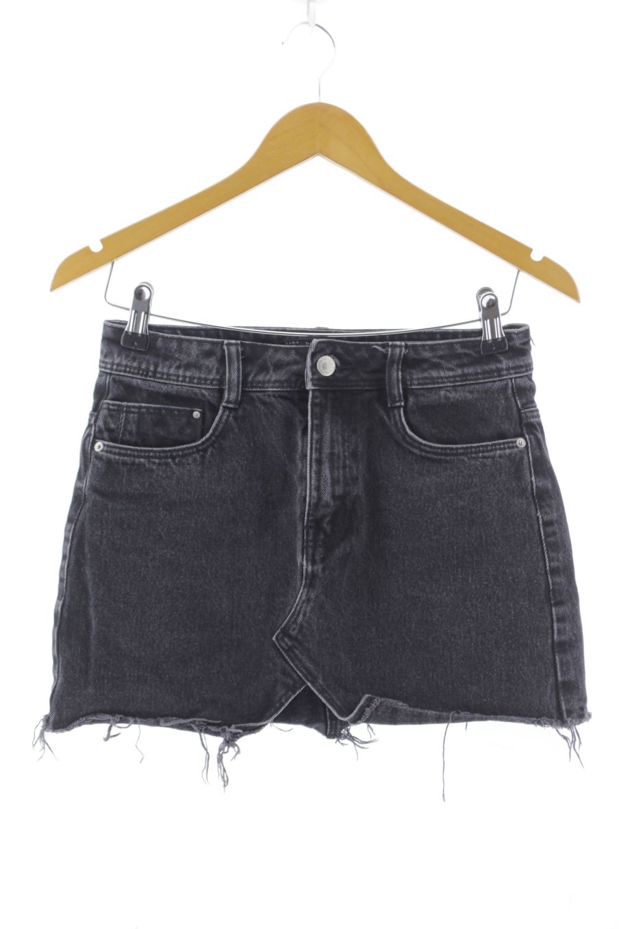 Aufwändiger Rock von Zara Größe XS, Farbe Schwarz, aus Jeanskleidung für