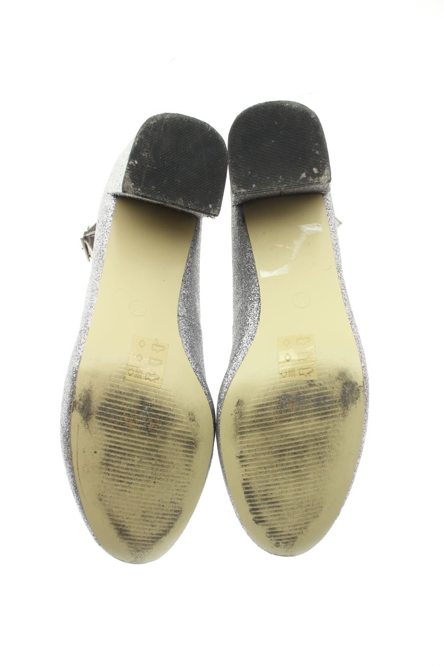 Zapatos de tacon de Marypaz de la talla 39, de color plateado de